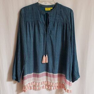 Roller Rabbit - Teal and Blue Cotton Top. Size Small